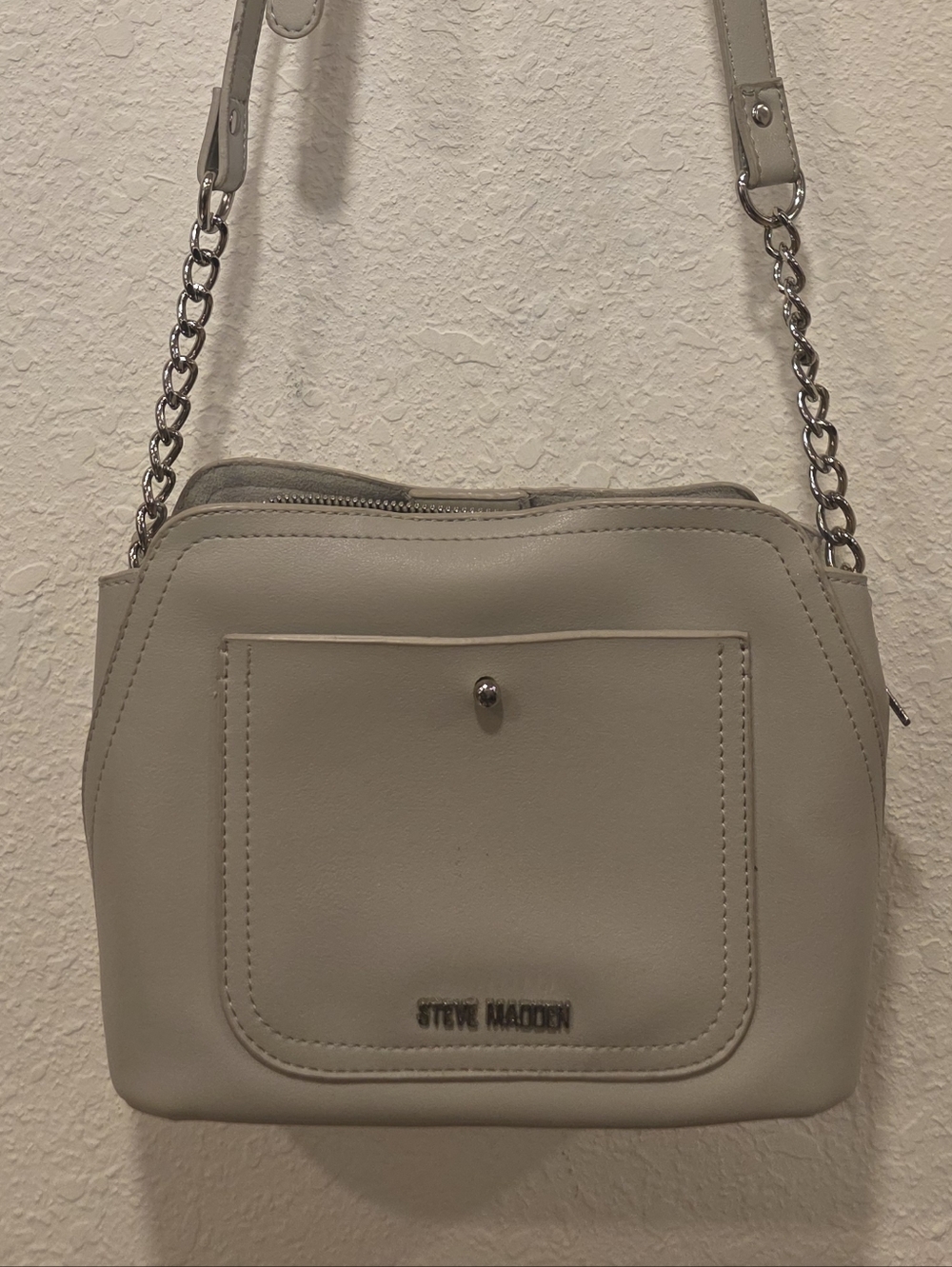 Steve Madden Light Gray Chain-Accent Crossbody Bag